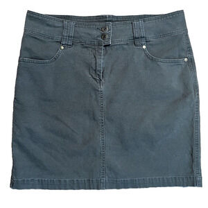 CAbi Twill Olive Green Mini Short Skirt Pockets Cotton Stretch Size 12 # 948